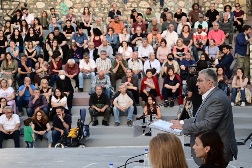 Ο ΓΓ της ΚΕ του ΚΚΕ, Δημήτρης Κουτσούμπας, στην ομιλία του για την Παγκόσμια Ημέρα Περιβάλλοντος/ Φωτογραφία: EUROKINISSI