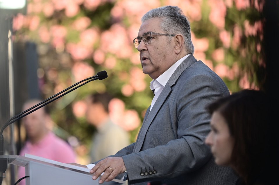 Ο ΓΓ της ΚΕ του ΚΚΕ, Δημήτρης Κουτσούμπας, στην ομιλία του για την Παγκόσμια Ημέρα Περιβάλλοντος/ Φωτογραφία: EUROKINISSI