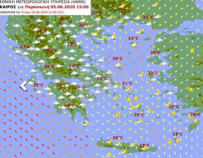 Ο χάρτης του καιρού της Παρασκευής / Πηγή: EMY