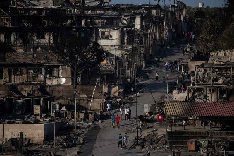 The burned camp of Moria