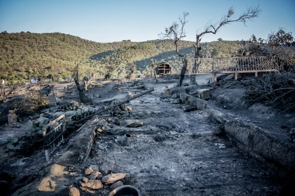 The burned camp of Moria