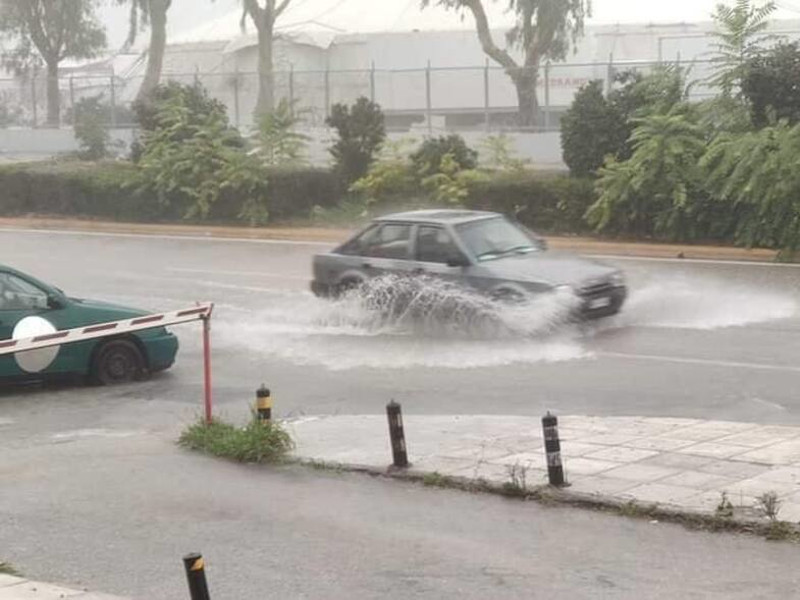 Car on a flooded road