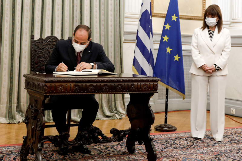 Abdel Fattah al-Sisi and Katerina Sakellaropoulou