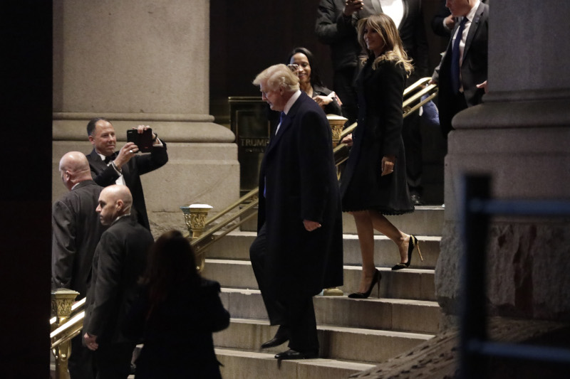 Donald Trump and Melania leave their hotel after dinner 