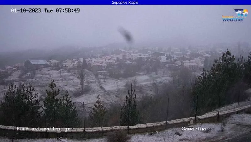 Χιονόπτωση στη Σαμαρίνα / Forecast Weather Greece