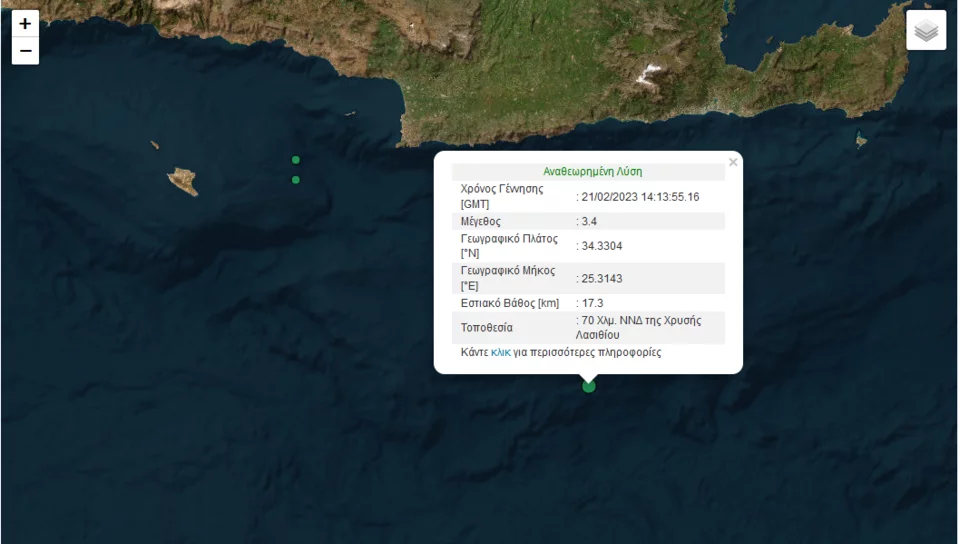 σεισμός στην Κρήτη, χάρτης