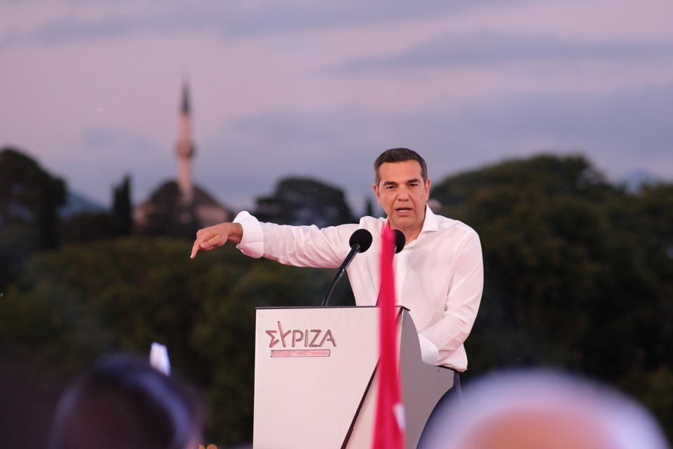 Ο Αλέξης Τσίπρας κατά την προεκλογική του ομιλία στα Γιάννενα