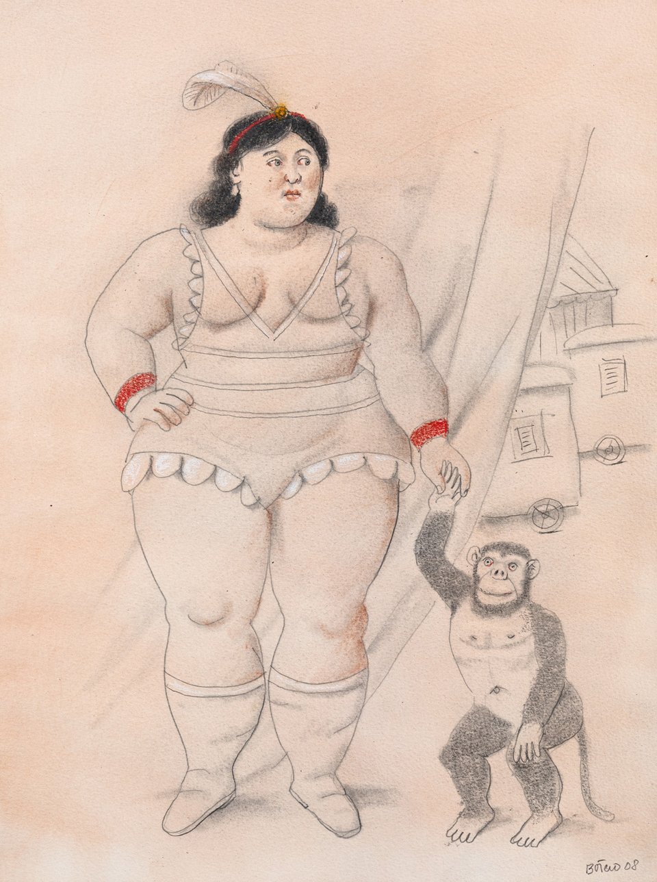 Fernando Botero ( 1932 - 2023 ) Μορφή με πίθηκο