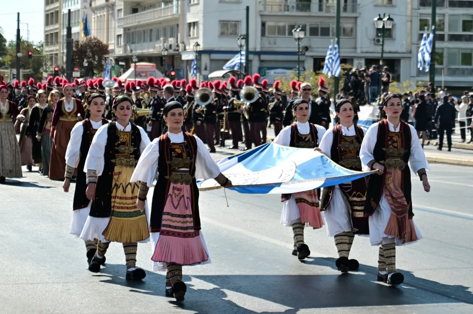 Στιγμιότυπο από τη μαθητική παρέλαση για την 28η Οκτωβρίου