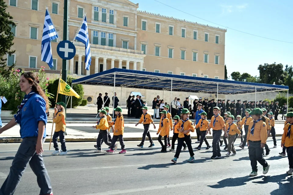 Στιγμιότυπο από τη μαθητική παρέλαση για την 28η Οκτωβρίου