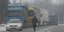 Φορτηγά σε Εθνική οδό εν μέσω χιονόπτωσης