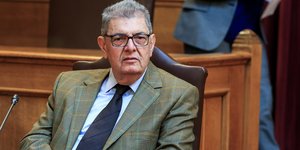 Ο πρώην υπουργος του ΠΑΣΟΚ και πρώην βουλευτής Αιτωλοακαρνανίας Χρίστος Βερελής, στην εξεταστική για τα Τέμπη