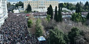 Από το συλλαλητήριο για το σιδηροδρομικό δυστύχημα των Τεμπών στην Αθήνα