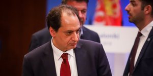 Ο υπουργός Υποδομών και Μεταφορών Χρήστος Σπίρτζης στην τετραμερή Σύνοδο της Θεσσαλονίκης-Φωτογραφία: Eurokinissi/Φανή Τρυψάνη